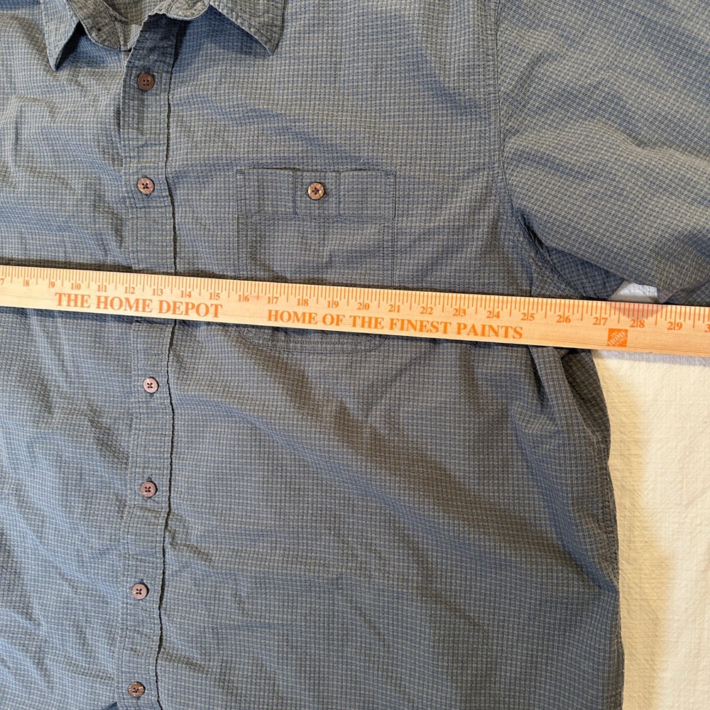 Eddie Bauer Mens 3XL Tall Blue Micro Check Short Sleeve Button Up Shirt Pocket - Picture 8 of 16